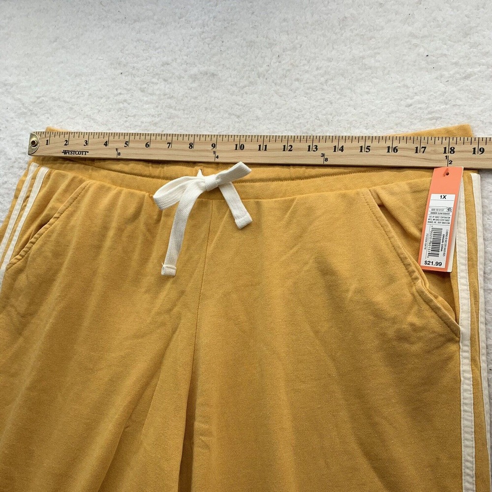 Colsie Joggers Womens 1X Plus French Terry Yellow Lounge Pant Drawstring Stretch - Picture 8 of 11